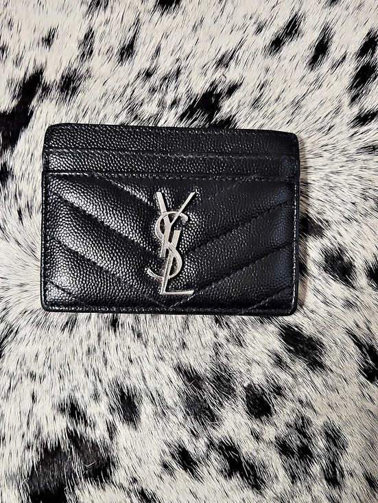 Saint Laurent Handbags - Saint Laurent Cassandre Matelassé Card Case in Grain de Poudre Leather Black
